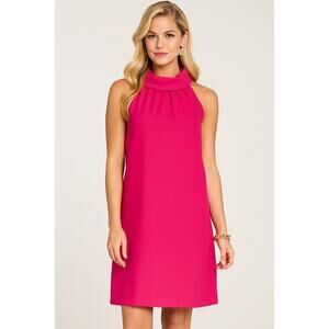 Sail to Sable Hot Pink Cowl Neck Button Back Shift Dress Size M